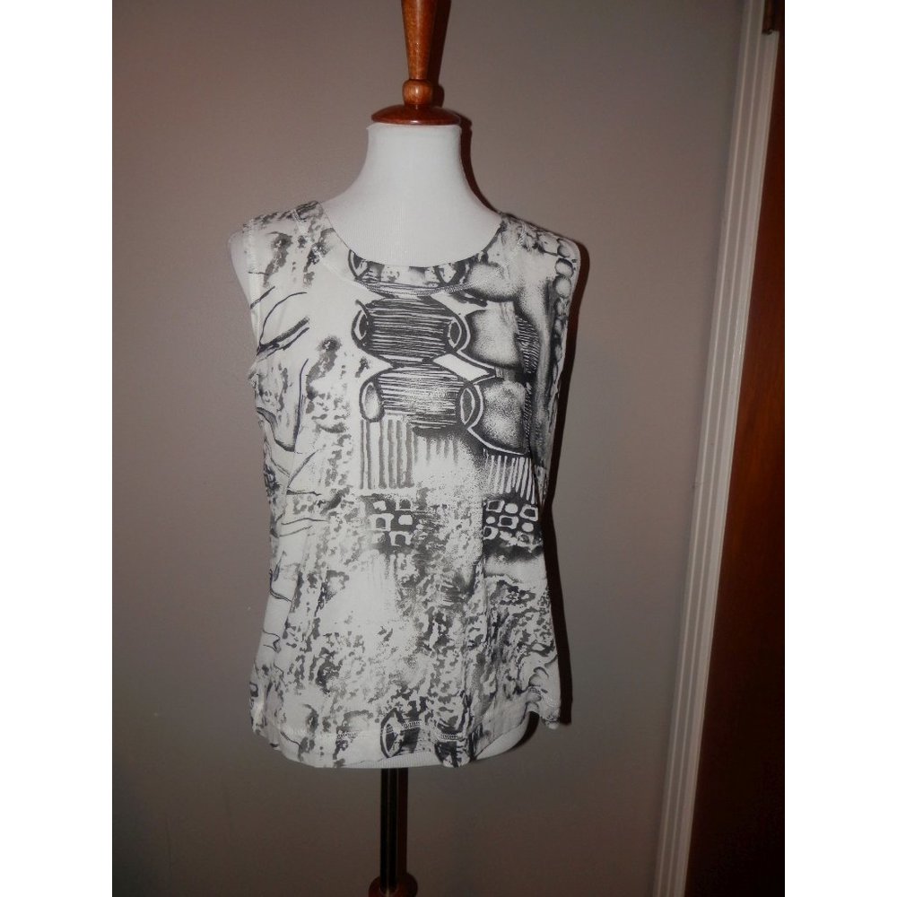 CHICO'S TOP XL 3 Black White Sleeveless Tank